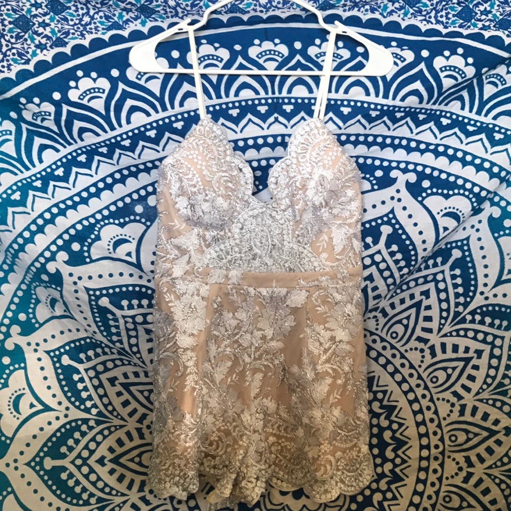 Nude/Silver Romper